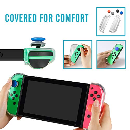 Accessories Kit for Nintendo Switch Games,Including Joy-Con Wheel Grips,Caps ,Carrying Case ,Card Case ,Protective Case,Screen Protector,Controller Charger