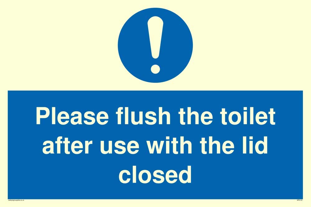 Please flush the toilet after use with the lid closed