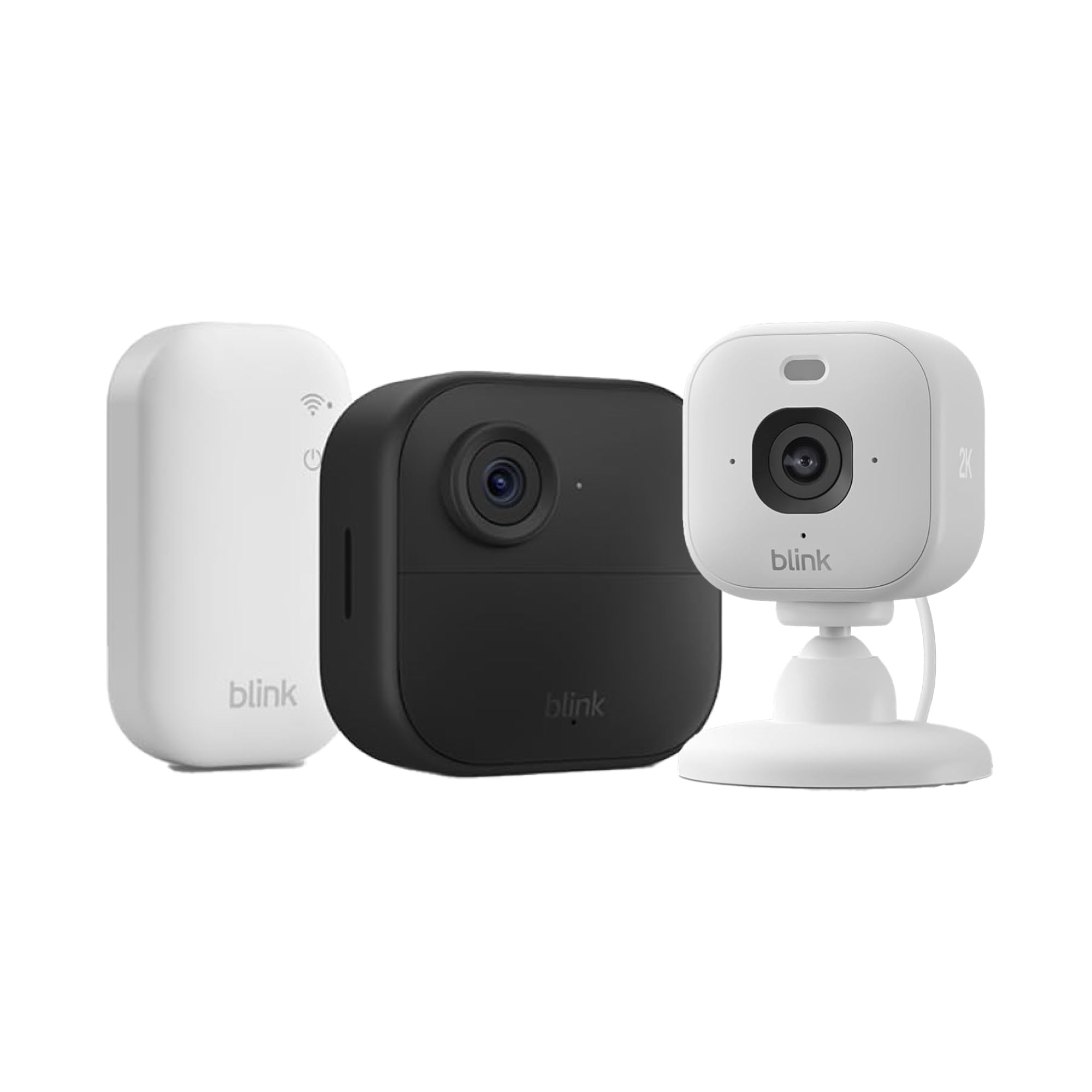 Blink Outdoor 4 + Cámara Mini 2K+ Blink Blanco (última generación) | cámara de seguridad inteligente HD sin cables, 2 años de autonomía| sistema de 1 cámara con Sync Module Core incluido