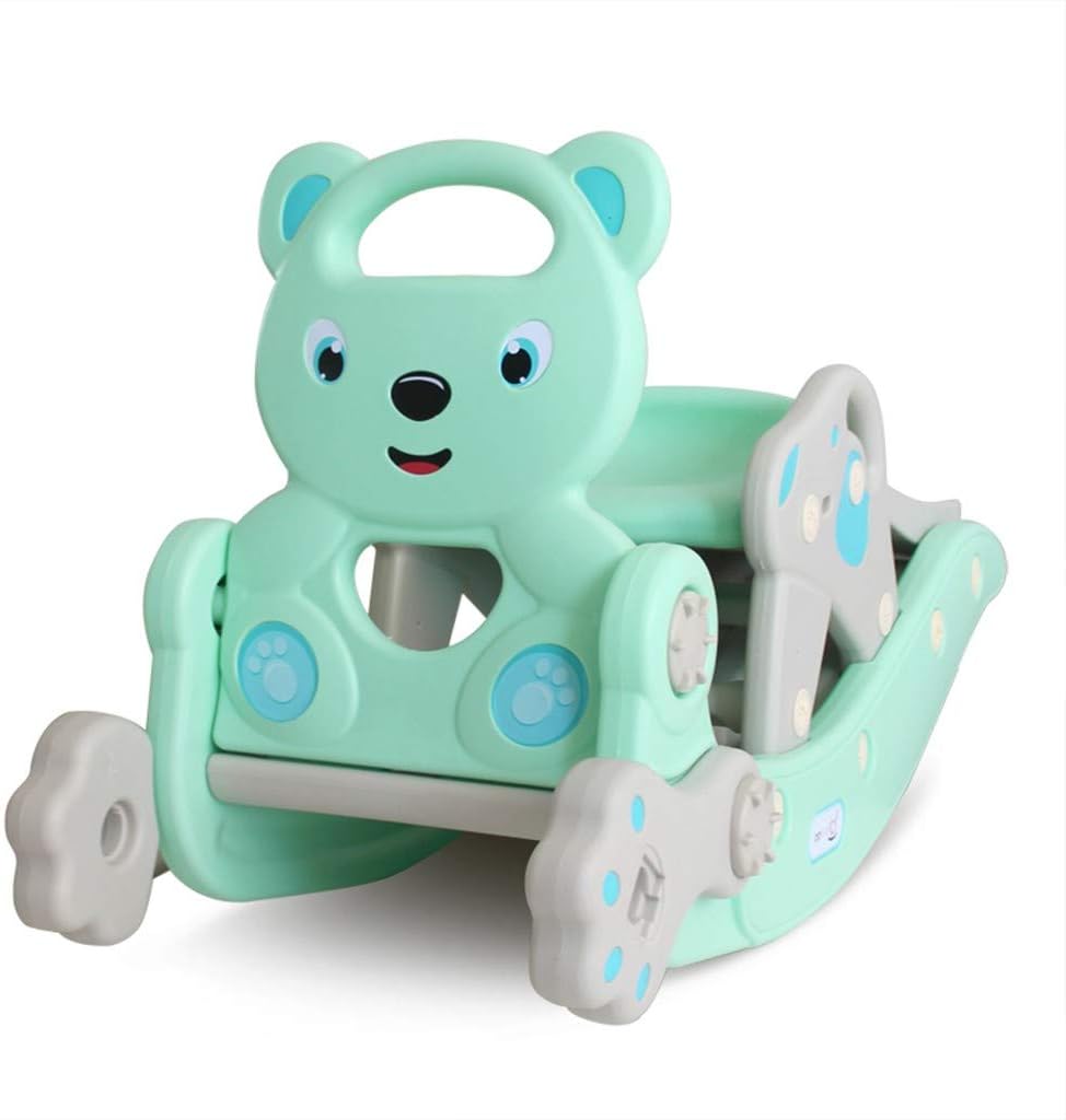Auvem 4-in-1 Children's Rock Climbing and Rocking Horse Suit Suitable for Indoor and Outdoor Rocking Horse Slide Baby Birthday Gift Large Thick 1-6 Years Old Rocking Chair Trojan…