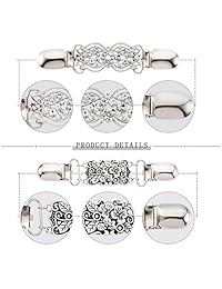Cosweet 6 piezas Vintage jersey Shawl Clips   Retro Cardigan Collar Vestidos Clips Vintage Flores Patrón Clip para Mujeres Niñas (6 estilos)