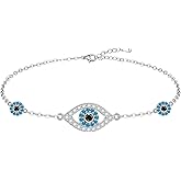 Evil Eye Anklet Evil Eye Anklets Blue Evil Eye Ankle Bracelets for Women Womens Sterling Silver Adjustable Cubic Zirconia Turkish Lucky Amulet