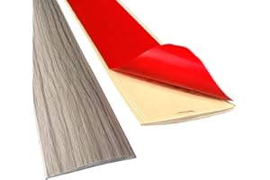 PANO Floor Transition Strip Self Adhesive Laminate Floor Strip Threshold Seam Cover Strip Vinyl Door Floor Trim Elegant Wood Grain Design (Grey Wood Grain, 2"/10 FT)