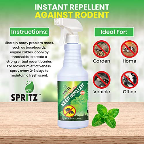 Spritz 16oz Rodent Repellent Peppermint Spray Mice, Raccoons,, and More Made in The USA