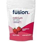 Bariatric Fusion Bariatric Calcium Supplement Chews | Calcium Citrate with Vitamin D3 Bariatric Vitamin | Sugar Free Chewable | 500mg | Strawberry | 60 Count