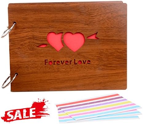 DIY Photo Album Iristide Mahogany Hollow Wood Anniversary Gift Scrapbook (Out 8 X 10 Inches) (Forever Love)