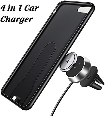4 in 1 Magnetic Wireless Charger Car Mount Holder with Phone Case, Fast Charging Air Vent Magnet Car Cradle Mount Phone Holder with Phone Receiver Case for iPhone 7 Plus/iPhone 8 Plus