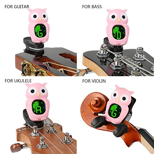 Rinastore Clip-On Owl Tuner for Guitar, Bass,Ukulele & Violin (Blue) - Thumbnail 4