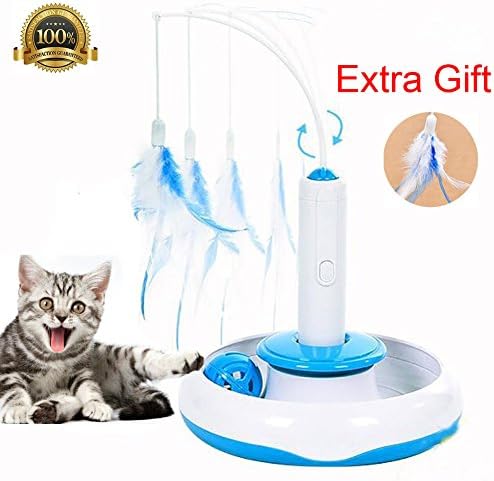 MuMu New Life Pet Cat Electric Toys Cat Interactive Toys Rotating designed Funny Feather Toys For Pet Cats Amusement Track Wheel Toy,Another Gift of a Feather