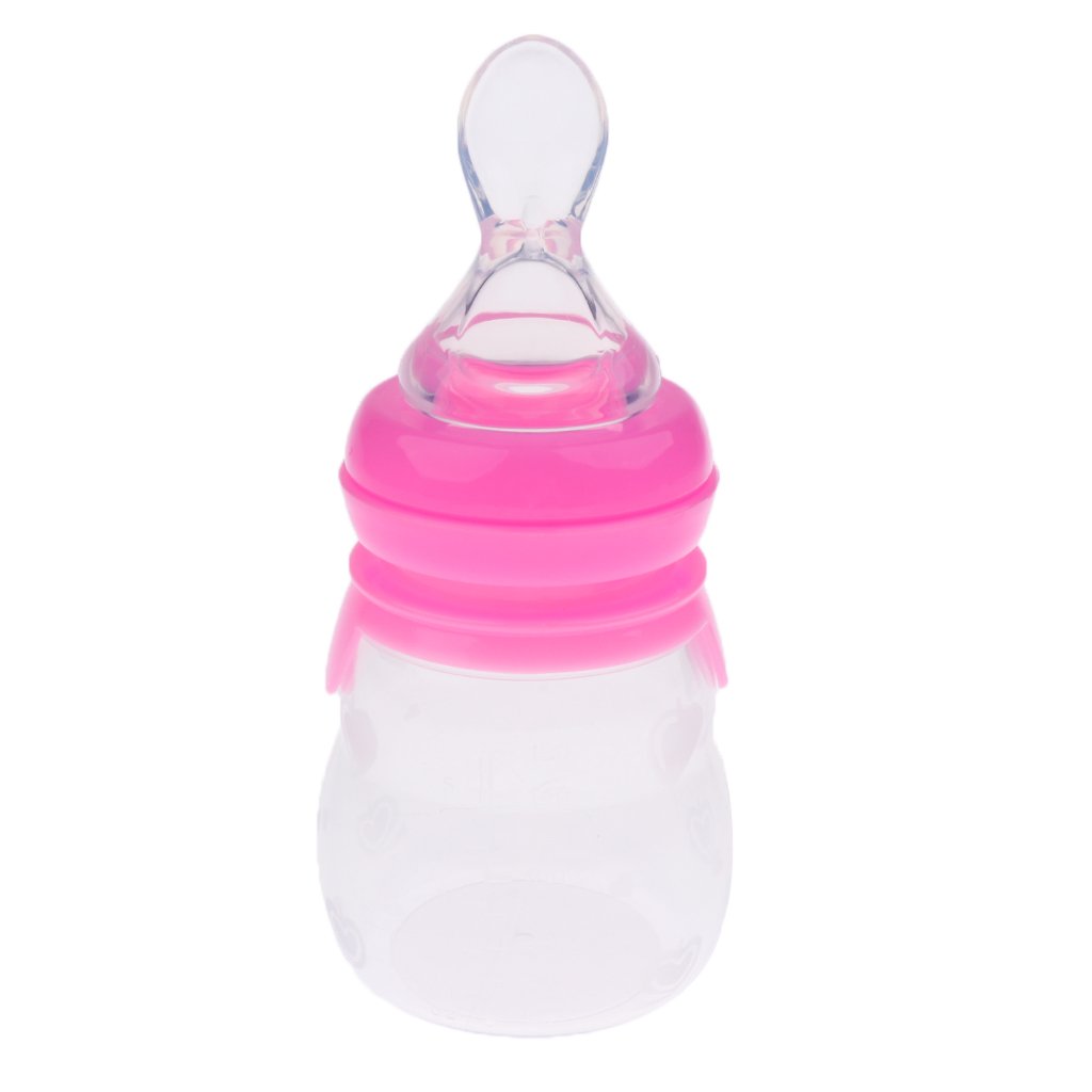 Magideal 2 In 1 Infant Baby Silicone Squeeze Feeding With Spoon