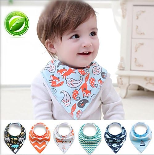 Baby Bandana Drool Bibs for unisex boy girl set organic with teether Practical and stylish solution to baby drool(6 Pack)