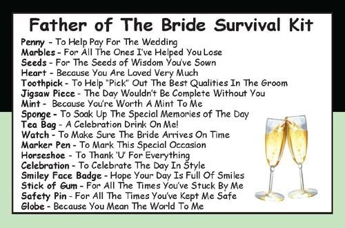Father of the Bride Survival Kit in a Can, Funny Wedding Day Gift, Novelty Keepsake for Dad, Unique Gift Set Box from Bride - Image 3