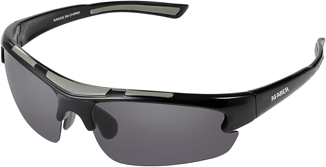 AFARER Youth Adult Polarized Sport Sunglasses Fishing Running Biking black grey