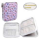 Teamoy Crochet Hook Case, Travel Storage Bag for Various Crochet Needles and Accessories, Lightweight and All in One Place, Easy to Carry, Purple Flowers(No Accessories Included)