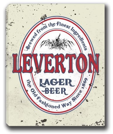 LEVERTON Lager Beer Stretched Canvas Sign 24" x 30"