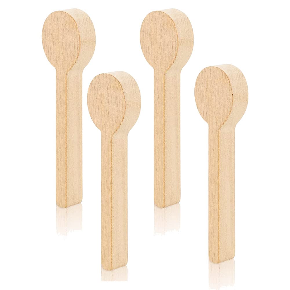 Dojimayisc 4 Pcs Wood Carving Spoon Blank Beech Wood Unfinished Wooden Craft Whittling Kit for Whittler