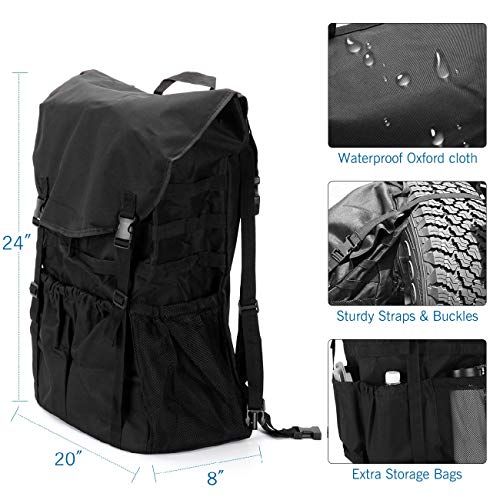 PARTOL Spare Tire Trash Bag Backpack for Jeep Wrangler JK JKU YJ TJ