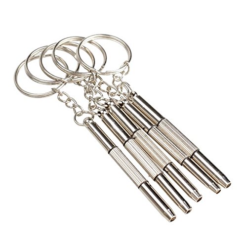 Click Here to See More Images Gigamax(TM) 5Pcs 3 in 1 Aluminum Steel Eyeglass Screwdriver Set Sunglass Watch Repair Kit With Keychain Portable Screwdriver Hand Tools Set