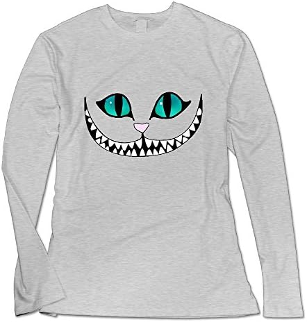 DHilary Smiling Cat Custom Women's Blank Long Sleeve Custom Cotton Comfort Soft Round Collar Tee Top Ash XXL