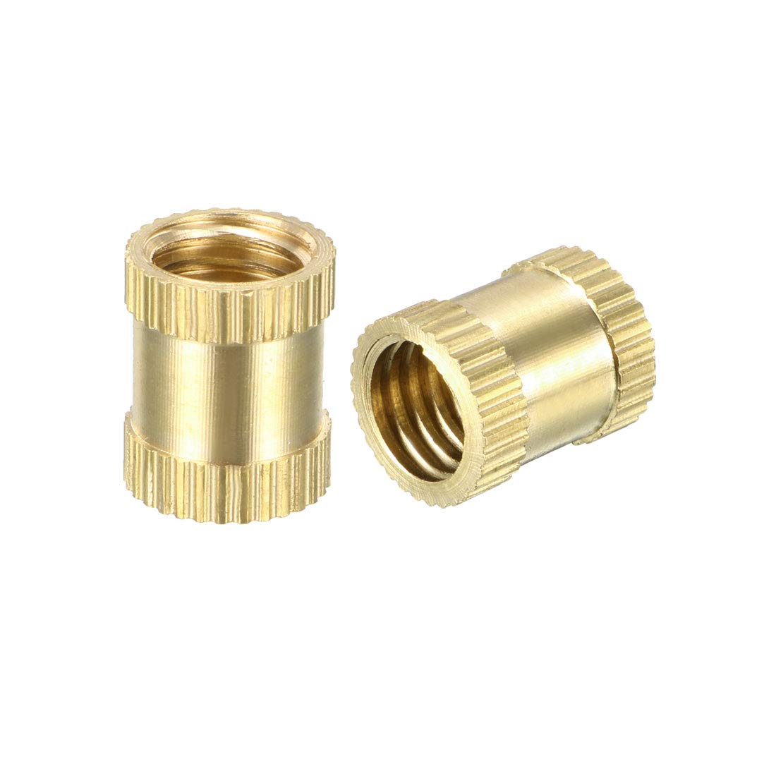 sourcing map Knurled Insert Nuts - 10Pcs M6 x 12mm Length x 10mm OD Female Thread Brass Threaded Insert Embedment Nut for 3D Printer