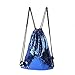 Glitter Sequins Backpack Drawstring Backpack Sackpack Outdoor Shoulder Bag for Travel Shopping Sport (Blue Silver)