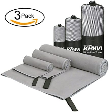KPMVI Microfiber Quick Dry Travel Towels Ultra Soft Absorbent Camping Towel Oversized Fast Drying For Beach Bath Swim Yoga Hiking Sport Set of 3