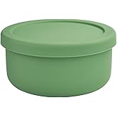 24fl oz (700ml) Silicone Food Storage Containers,Round Bowls with Lids - Meal Prep Containers for Kitchen Serving, Salad & Lunch - Airtight, Microwave/Fridge/Dishwasher Safe, BPA-Free (Grass green)