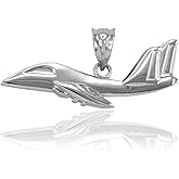 Claddagh Gold Space and Aviation Polished 925 Sterling Silver Fighter Jet Airplane Charm Pendant