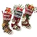 ETERAMUS Christmas Stockings Set of 3,18 inch Large Plush Character 3D Reindeer Santa Claus Snowman Snowflake Design Hanging Bags, Sock