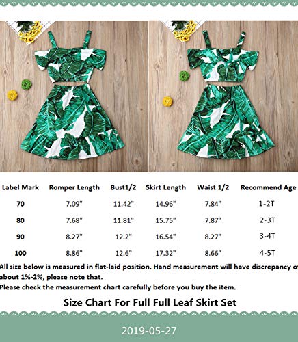 Toddler Baby Girls Ruffle Strap Top+Boho Floral Skirt Summer Outfit Clothes Two Piece Set (Full Leaf Skirt Set, 1-2T) - Thumbnail 7