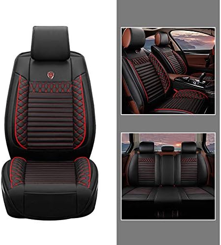 Car Front + Rear Seat Covers For Charger Caliber Dart 5-Seat Leather Cover Full Protection Set Black red