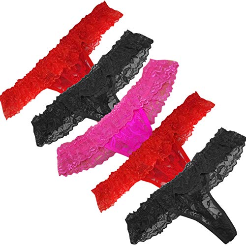 Women's Lace G-String Thongs Regular Fit Underwear (Pack of 5)