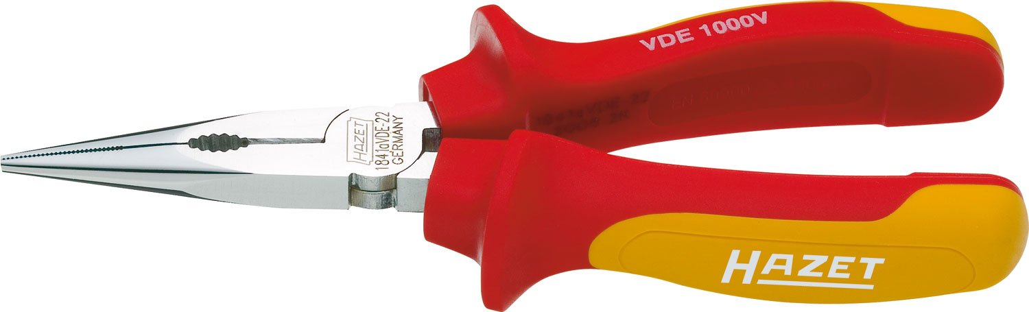 HAZET 1841AVDE-22 160 mm VDE Snipe Nose Pliers with Protective Insulation - Multi-Colour