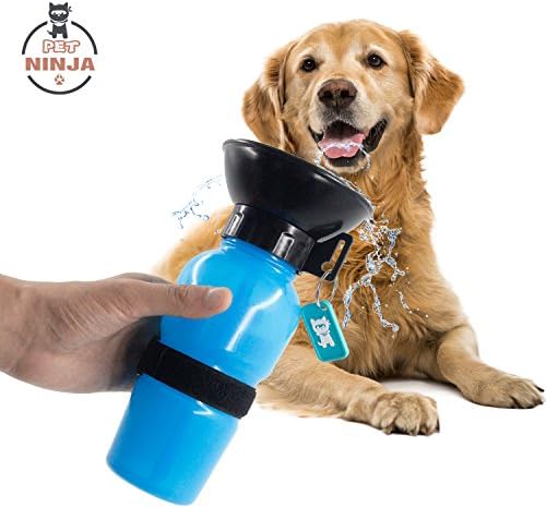 PET NINJA Zero Mess,No Spill Dog Water Mug - Portable Pet Drinking Bottle With Velcro Strap Great for Walking, Travelling 20oz
