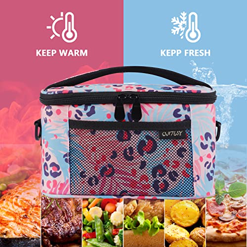 ONTESY Lunch Bag for Women Girls, Medium Size Lunch Pail Thermal Insulated Cooler for Adults & Kids with Adjustable Shoulder Strap for School Work Picnic (Florida Palm)