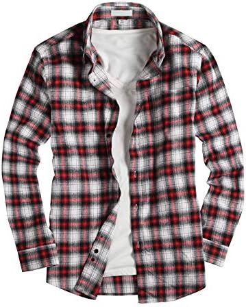 Men's Casual Button Down Shirts Long Sleeve Regular Fit Plaid Flannel Shirt