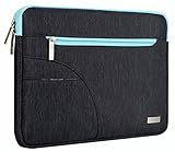 Mosiso Polyester Fabric Laptop Sleeve Carrying Case Cover Protective Bag for 13-13.3 Inch MacBook Pro, MacBook Air, Ultrabook Netbook Tablet, Black & Hot Blue
