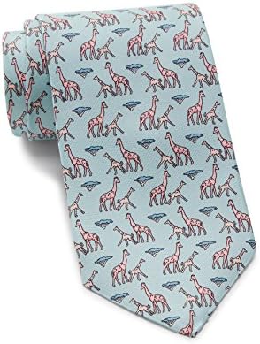 Thomas Pink Men's Giraffe Print Italian Silk Tie, One Size (Pale Blue/Pink)