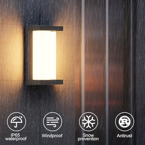 Klighten 2pcs 24W 3000K Outdoor LED Wall Light IP65 Waterproof Indoor/Outdoor Aluminum Wall Light for Driveway, Garden, Patio, etc. Black