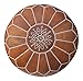 maisonmarrakech Handmade Leather Footstool Marrakech Tan Brown with White Stitching Unstuffed 23