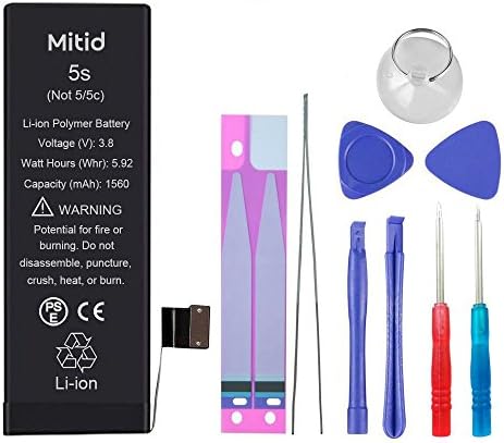 Replacement Batteries for iPhone 5S with Repair Kit by Mitid, Battery Replacement with Tools