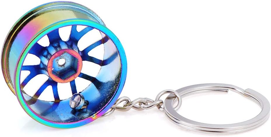 1PC Car Rim Wheel Keychain Creative Auto Parts Models Spinning Metallic Wheel Rim Keychain Fashion Decoration Pendant