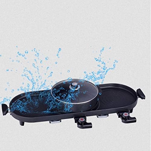 review UXZDX CUJUX Electric Grills Griddle Household BBQ Machine Raclette with Hotpot Temperature Adjustable Smokeless Barbecue Pan Pot