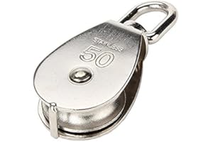 JCBIZ 1-Pack M50 Single Pulley Block Stainless Steel Heavy Duty Hardware Single Wheel Swivel Rigging Lifting Wheel Fixed Pulley for Wire Rope Loading 400kg