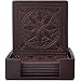 365park Drink Coasters, PU Leather Coasters Set of 6 with Holder for Drinks Glasses-Functional and Decorative, Coffee