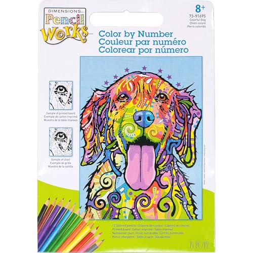 Dimensions 73-91695 PencilWorks Colorful Dog Pencil by Number Kit, 9