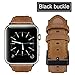 For Apple Watch Band, top4cus Genuine Leather iwatch Strap Replacement Band with Stainless Metal Clasp for Apple Watch Series 3 Series 2 Series 1 Sport and Edition (Matte Yellow Brown, 42mm)