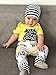 YOUNGER STAR 3Pcs Baby Boy Clothes Wild Monster Cartoon Letter Print Bodysuit Cotton Romper Pants+Hat Outfits Set