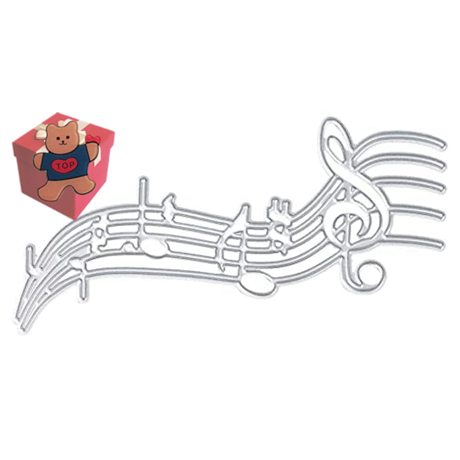 Cutting Dies for Card Making，Cutting Dies Cut Stencils for DIY Scrapbooking Photo Album Decorative Embossing Paper Dies for Card Making Templated+Cute Brooch Pin (Musical) — image 1