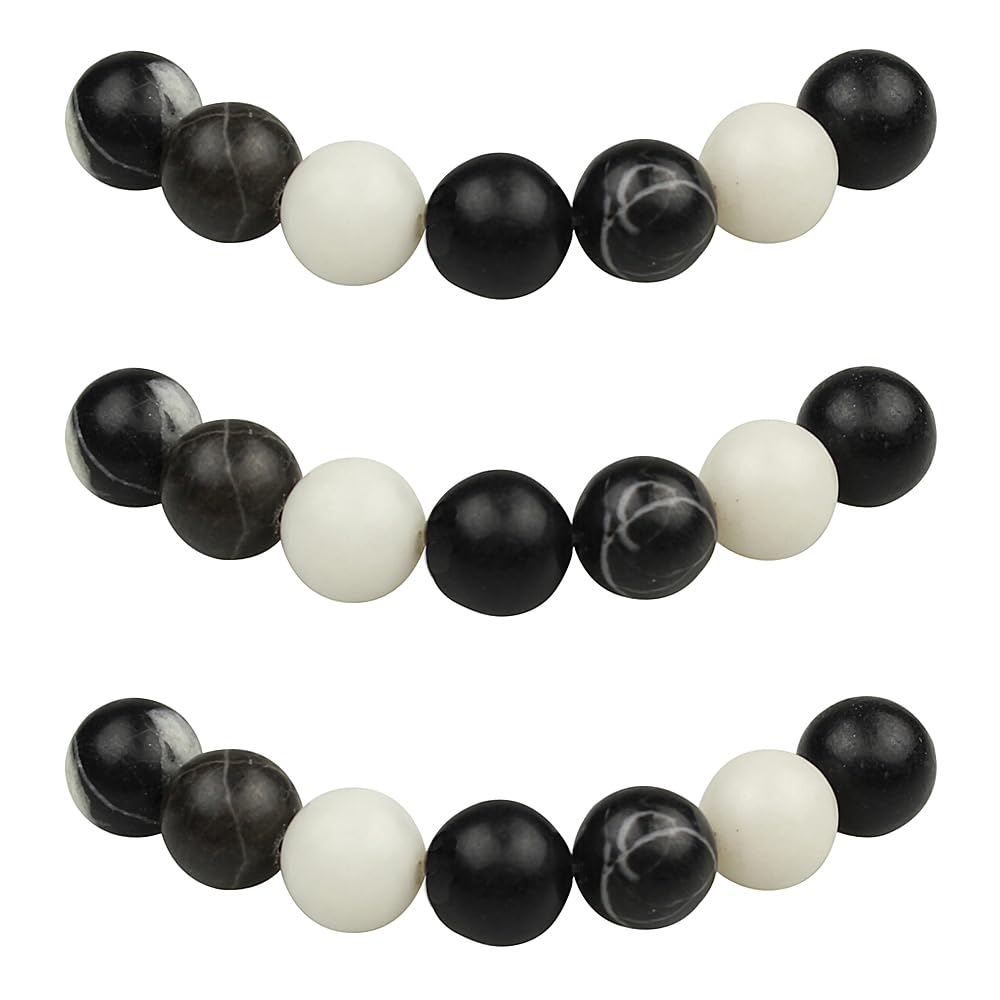 MJDCB Natural Round Stone Beads 6mm Black White Zebra Jasper Loose Gemstone Beads for Jewelry Making Bracelet Necklace 60pcs — image 1